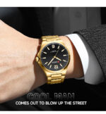 Curren 8493 Men's Minimalist Two-Tone Stainless Steel Quartz Watch — Golden Black - Image 3