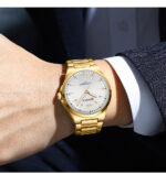 Curren 8493 Men's Minimalist Two-Tone Stainless Steel Quartz Watch — Golden White - Image 3