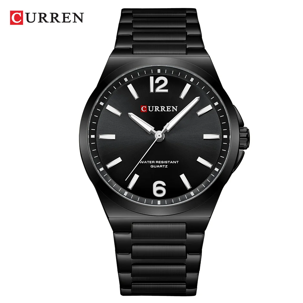 Curren 8493 Men's Minimalist Stainless Steel Quartz Watch — Black - Image 1
