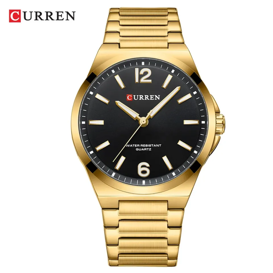 Curren 8493 Men's Minimalist Two-Tone Stainless Steel Quartz Watch — Golden Black - Image 1