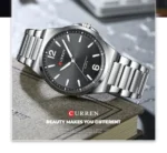 Curren 8493 Men's Minimalist Stainless Steel Quartz Watch — Silver Black - Image 3