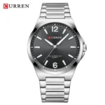 Curren 8493 Men's Minimalist Stainless Steel Quartz Watch — Silver Black