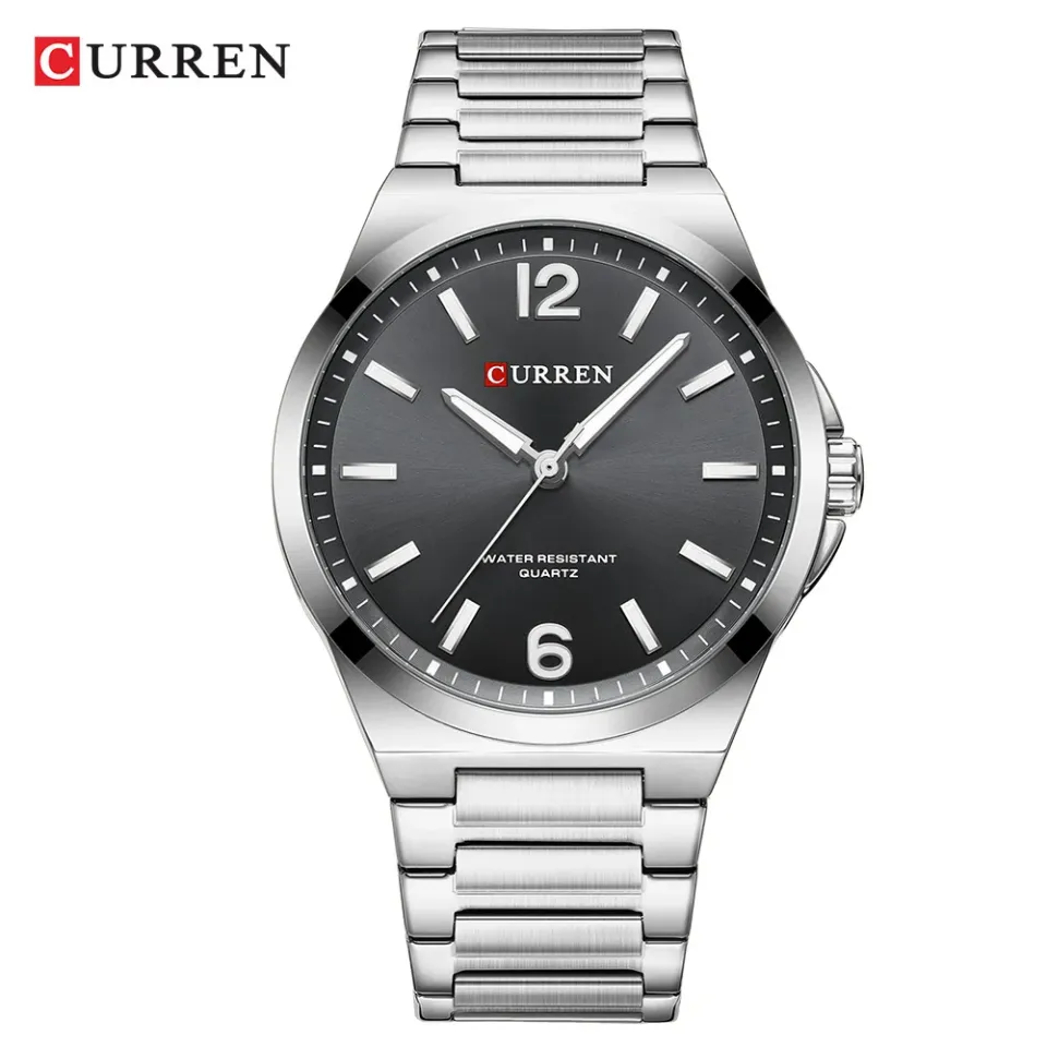 Curren 8493 Men's Minimalist Stainless Steel Quartz Watch — Silver Black - Image 1