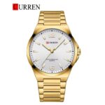 Curren 8493 Men's Minimalist Two-Tone Stainless Steel Quartz Watch — Golden White
