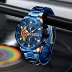 Curren 8402 Men’s Chronograph Watch – Rose Blue - Image 2