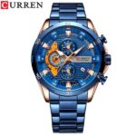 Curren 8402 Men’s Chronograph Watch – Rose Blue