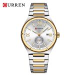 Curren 8471 Men's Luxury Stainless Steel Quartz Watch — Two Tone White