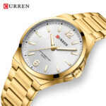 Curren 8493 Men's Minimalist Two-Tone Stainless Steel Quartz Watch — Golden White - Image 4