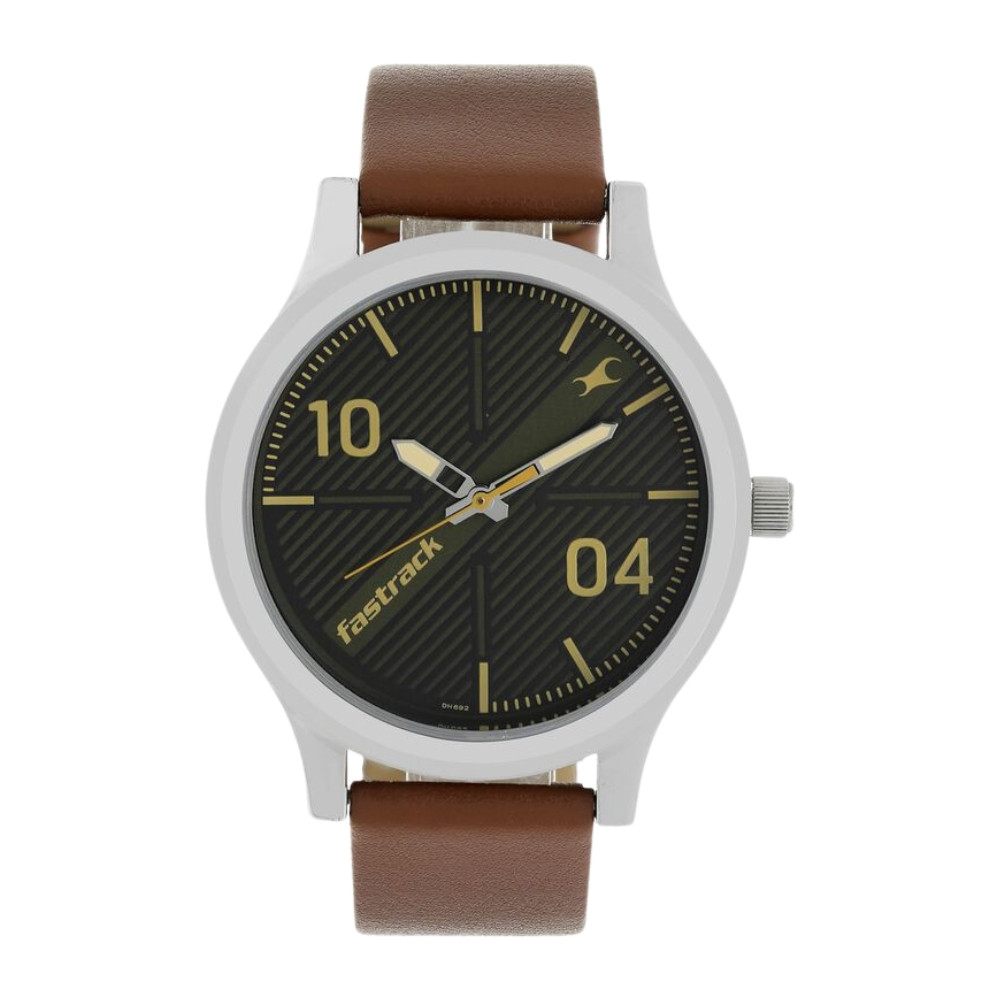 E51zIkVl9HTcGlSxZD0776tsZ9ndHfpN3pyO2o5X Fastrack Quartz Analog Black Dial Leather Strap Watch for Guys (38051SL02) - Image 1
