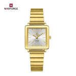 NAVIFORCE NF5048 Women’s Square Quartz Watch – Golden White