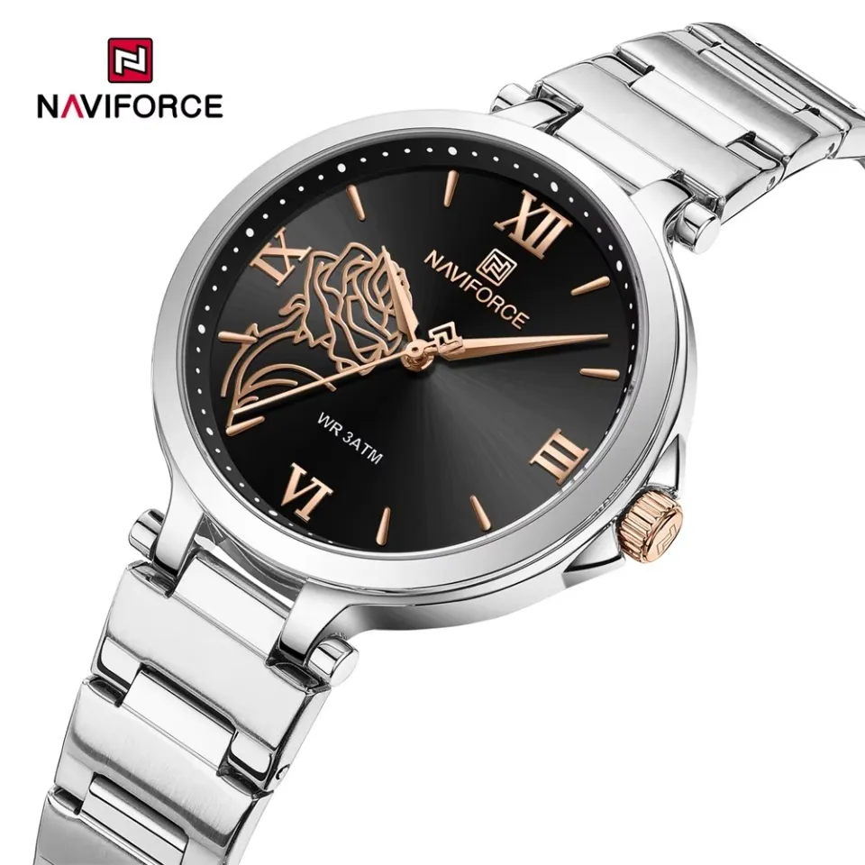 Naviforce 5060 Ladies Elegant Stainless Steel Quartz Watch — Silver Black - Image 2