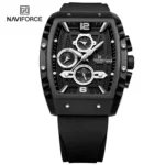 Naviforce 8025 Men's Square Case Chronograph Sport Watch — Black