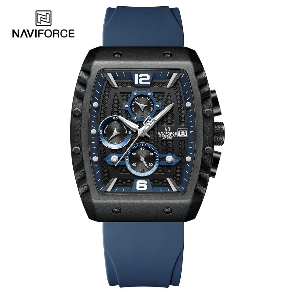 Naviforce 8025 Men's Square Case Chronograph Sport Watch — Blue - Image 1