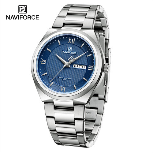 NAVIFORCE NF8030 Men's Stainless Steel Quartz Watch – Silver Blue - Image 2