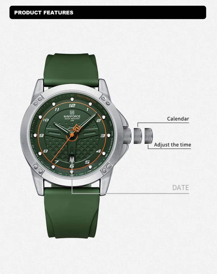 NAVIFORCE NF8031 Men's Sports Chronograph Watch – Green - Image 2