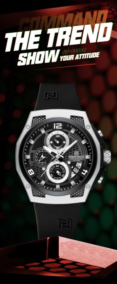 NAVIFORCE NF8051 Men's Stainless Steel Quartz Watch – Silver Black - Image 3