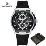 NAVIFORCE NF8051 Men's Stainless Steel Quartz Watch – Silver Black
