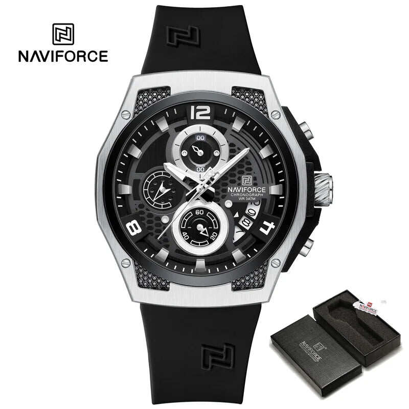 NAVIFORCE NF8051 Men's Stainless Steel Quartz Watch – Silver Black - Image 1