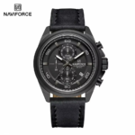 NAVIFORCE NF8075 Men's Stainless Steel Quartz Watch – Black
