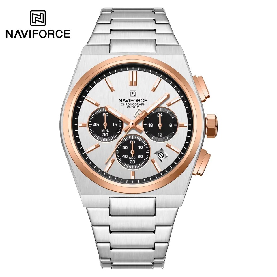 NAVIFORCE NF8048 Men's Premium Chronograph Watch – Rose Black - Image 1