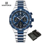 NAVIFORCE NF8049 Men's Stainless Steel Quartz Watch – Silver Blue
