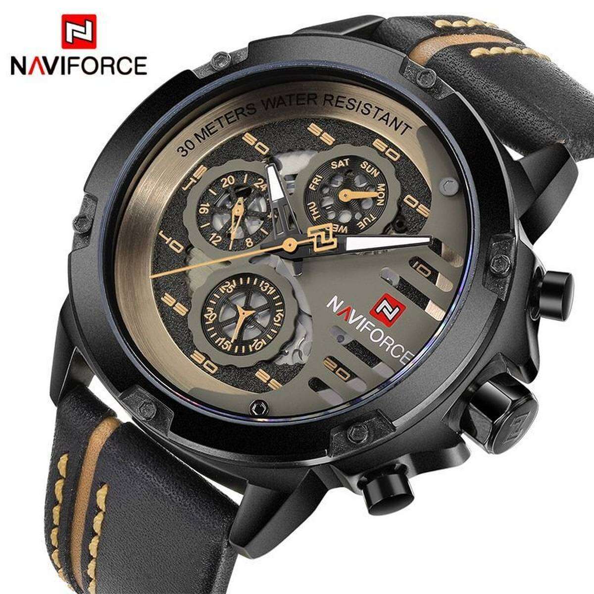 NAVIFORCE NF9110 Men's Stainless Steel Quartz Watch – Black White - Image 4