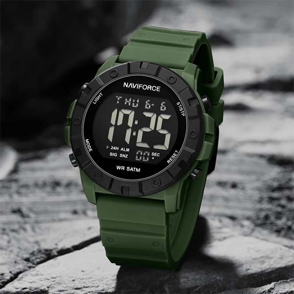 Naviforce-7110 (1) (1) NAVIFORCE NF7110 Unisex LCD Digital Sport Watch – Green - Image 1