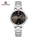 Naviforce 5060 Ladies Elegant Stainless Steel Quartz Watch — Silver Black