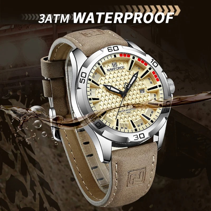Naviforce 8023 Men's Business Stainless Steel Quartz Watch — Brown - Image 3