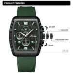Naviforce 8025 Men's Square Case Chronograph Sport Watch — Green - Image 4