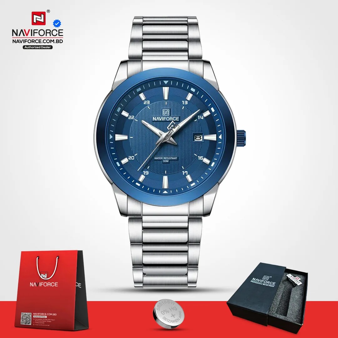Naviforce_8029_-_Blue_Watch_Price_in_Bangladesh_Naviforce_Bangladesh NAVIFORCE NF8029 Men's Watch - SILVER BLUE - Image 1