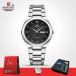 NAVIFORCE NF8030 Men's Stainless Steel Quartz Watch – Silver Black - Image 3