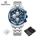 NAVIFORCE NF8042 Men's Two-Tone Stainless Steel Watch – Silver Blue