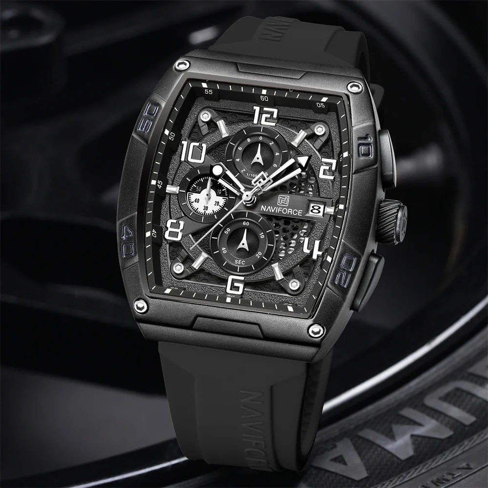 NAVIFORCE NF8052 Men's Stainless Steel Quartz Watch – Black - Image 3