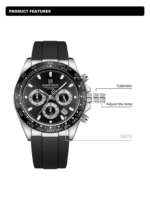 NAVIFORCE NF8054 Men's Stainless Steel Quartz Watch – Silver Black - Image 3