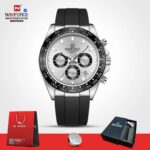 NAVIFORCE NF8054 Men's Stainless Steel Quartz Watch – Silver White