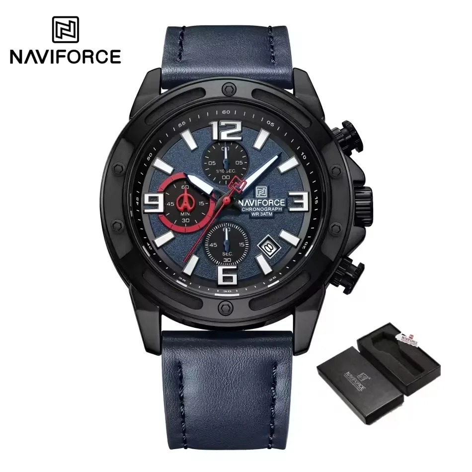 NAVIFORCE NF8074 Men's Stainless Steel Quartz Watch – Blue - Image 1