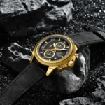 NAVIFORCE NF8075 Men's Stainless Steel Quartz Watch – Golden Black - Image 3