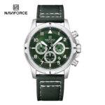 NAVIFORCE NF8077 Men's Stainless Steel Quartz Watch – Silver Green