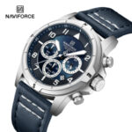 NAVIFORCE NF8077 Men's Stainless Steel Quartz Watch – Silver Blue - Image 2
