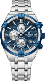 NAVIFORCE NF8042 Men's Two-Tone Stainless Steel Watch – Silver Blue - Image 2