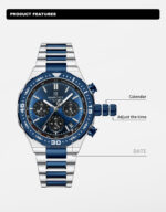 NAVIFORCE NF8049 Men's Stainless Steel Quartz Watch – Silver Blue - Image 2