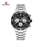 NAVIFORCE NF8049 Men's Stainless Steel Quartz Watch – Silver Black