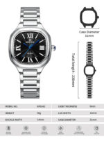 NAVIFORCE NF5042 Women’s Square Quartz Watch – Silver Black - Image 2