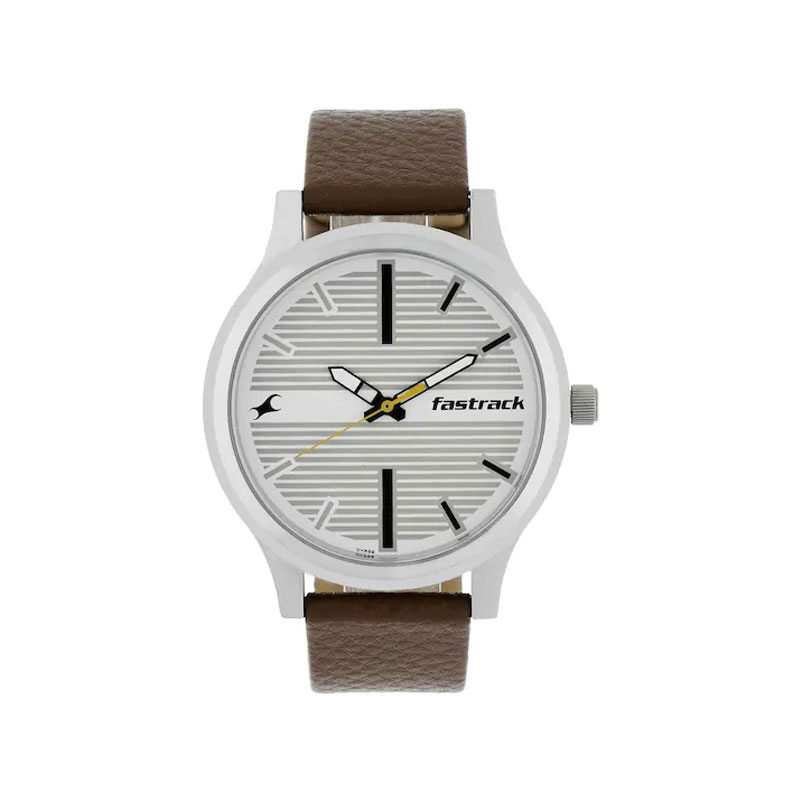 fastrack-38051sl01 Fastrack White Dial Leather Strap Watch (38051SL01) - Image 1