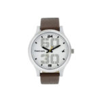 Fastrack Bold White Dial Brown Leather Strap Men’s Watch (38051SL06)