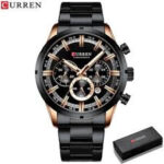 CURREN 8355 Men’s Chronograph Quartz Watch – Rose Black