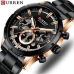 CURREN 8355 Men’s Chronograph Quartz Watch – Rose Black - Image 3